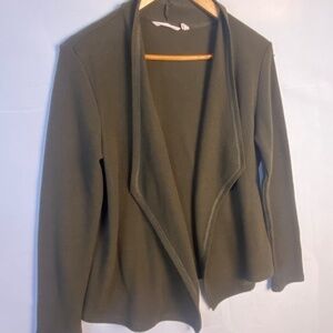 Soft Surroundings Sz M Cropped Waterfall Cardigan brown green long Sleeve
